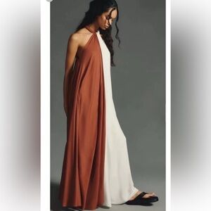 Anthropologie Two-Tone Maxi Dress in Copper and Cream